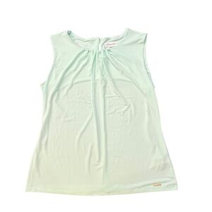 Calvin Klein Pastel Green Sleeveless Top NEW Large Logo Plate Neck Pleats Dressy
